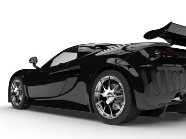 Gece siyah modern yarış süper arabası - arkadan çekilen