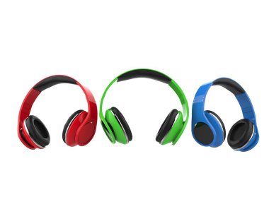 Kırmızı, yeşil ve mavi modern kablosuz kulaklıklar