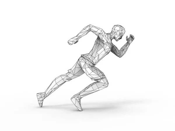 Sprint Running Man Draadframe Laag Polygon Effect — Stockfoto