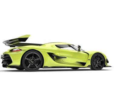 Parlak yeşil yarış süper arabası - arka atış