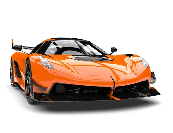 Sun Oranžový Závod Super Auto Přední Pohled Detailní Záběr — Stock fotografie