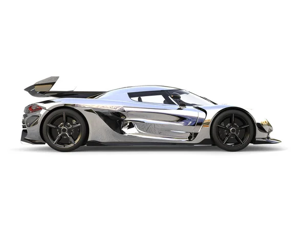 Silver Race Super Car Side View — Stock Photo, Image