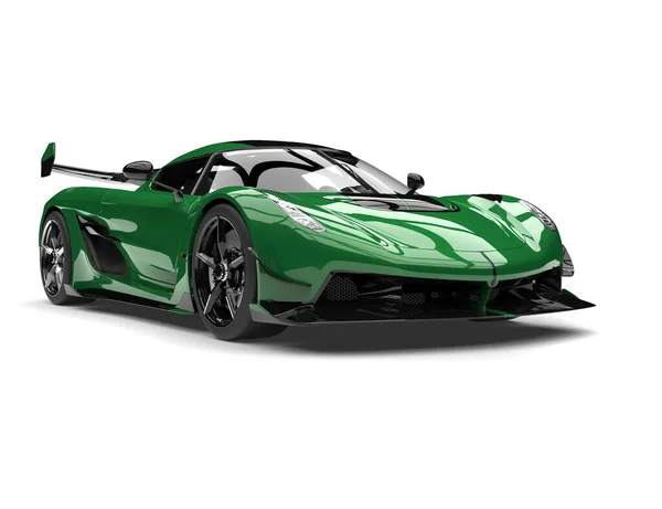 Forest Green Sports Car Front View Closeup Shot — Stock Photo, Image