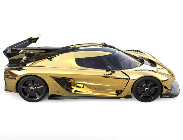 Esportes Corrida Dourada Super Carro Vista Cima Para Baixo — Fotografia de Stock