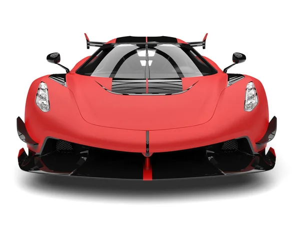 Bright Matte Red Sports Race Super Car Front View — Stock Photo, Image
