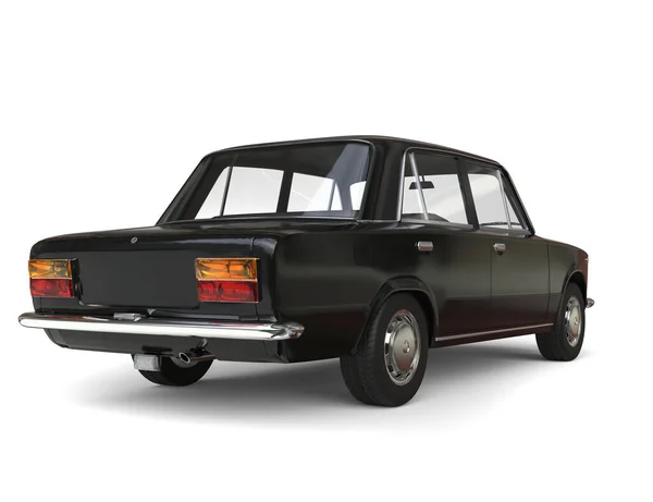 Μαύρο Αντίκα Ανατολικοευρωπαϊκό Αυτοκίνητο Πίσω Όψη — Φωτογραφία Αρχείου