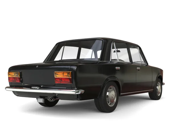 Carro Europeu Oriental Vintage Preto Visão Traseira — Fotografia de Stock