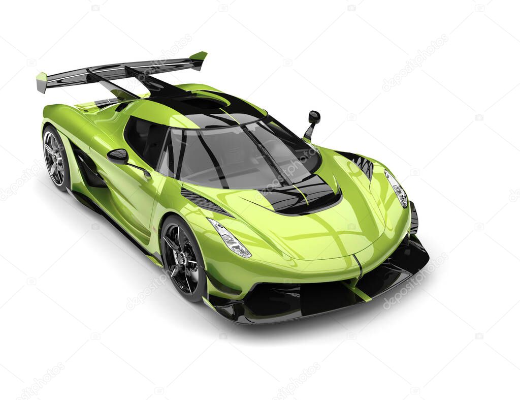 Metallic jungle green race super car