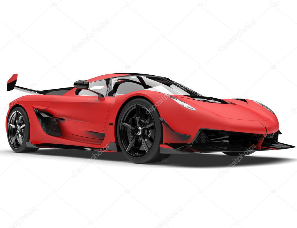 Bright matte red sports race super car