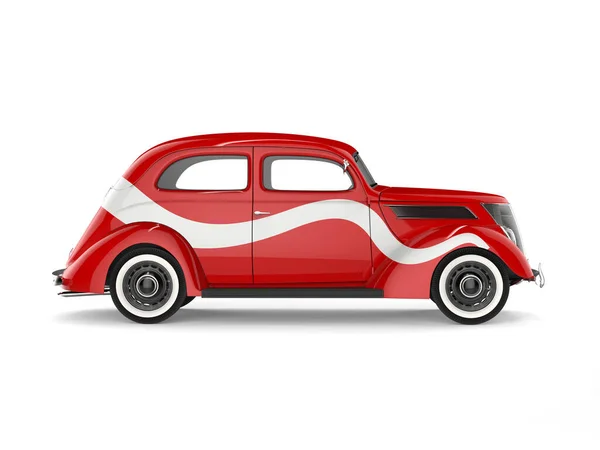 Piękny Vintage Czerwony Samochód Białym Kalkomanii Boku — Zdjęcie stockowe