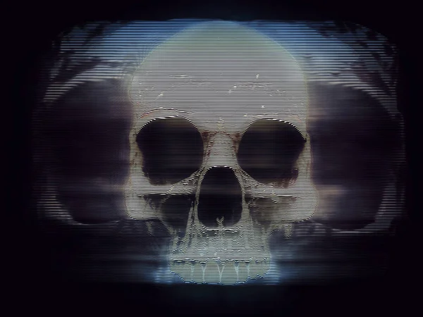 Bir Kafatasının Klasik Ekran Hologramı — Stok fotoğraf