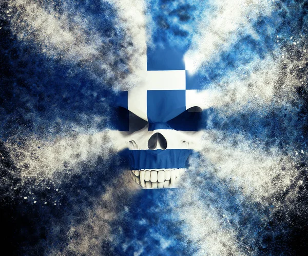 Cráneo Bandera Griega Partícula Ilustración — Foto de Stock