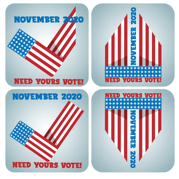 Голосование 2020 в США, дизайн баннеров. Американский патриотический день выборов. Плакат для голосования. Политическая кампания. — стоковый вектор