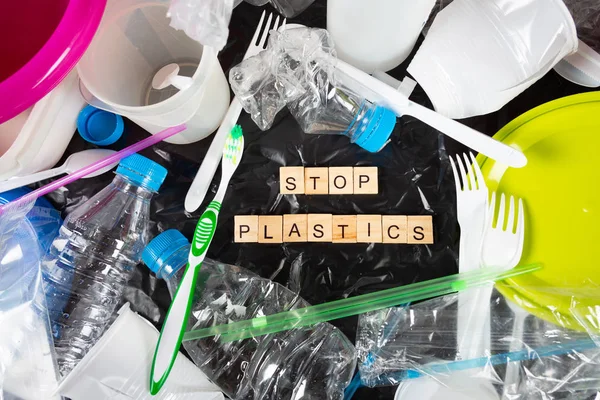 Různé Výrobky Plastů Plastových Obalů Recyklaci — Stock fotografie