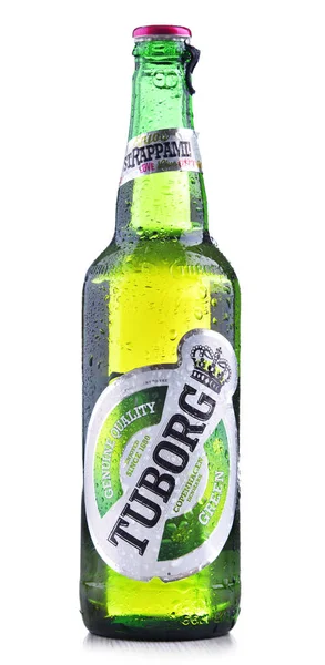 Poznan Pol Jun 2018 Bottle Tuborg Beer Produced Danish Brewing — Stock Photo, Image