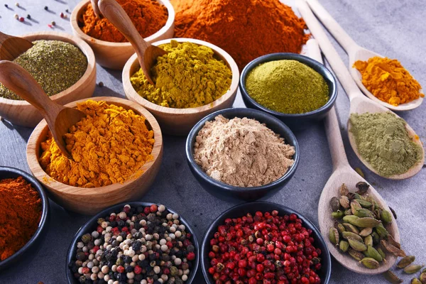 Variety Spices Kitchen Table — Stock Photo, Image