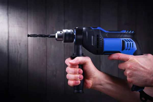 Male Hands Holding Power Drill — Stock Photo, Image