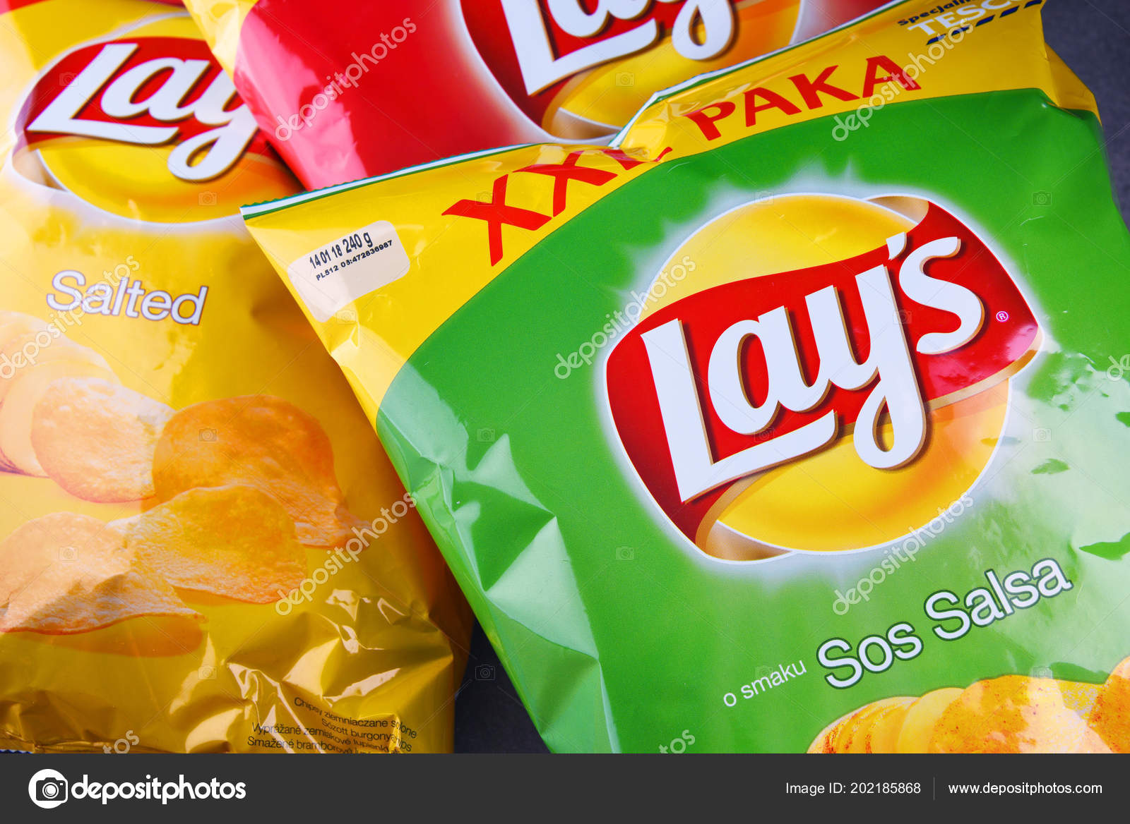 Poznan Poland Jun 2018 Packets Lay's Potato Chips Popular American Stock Editorial Photo