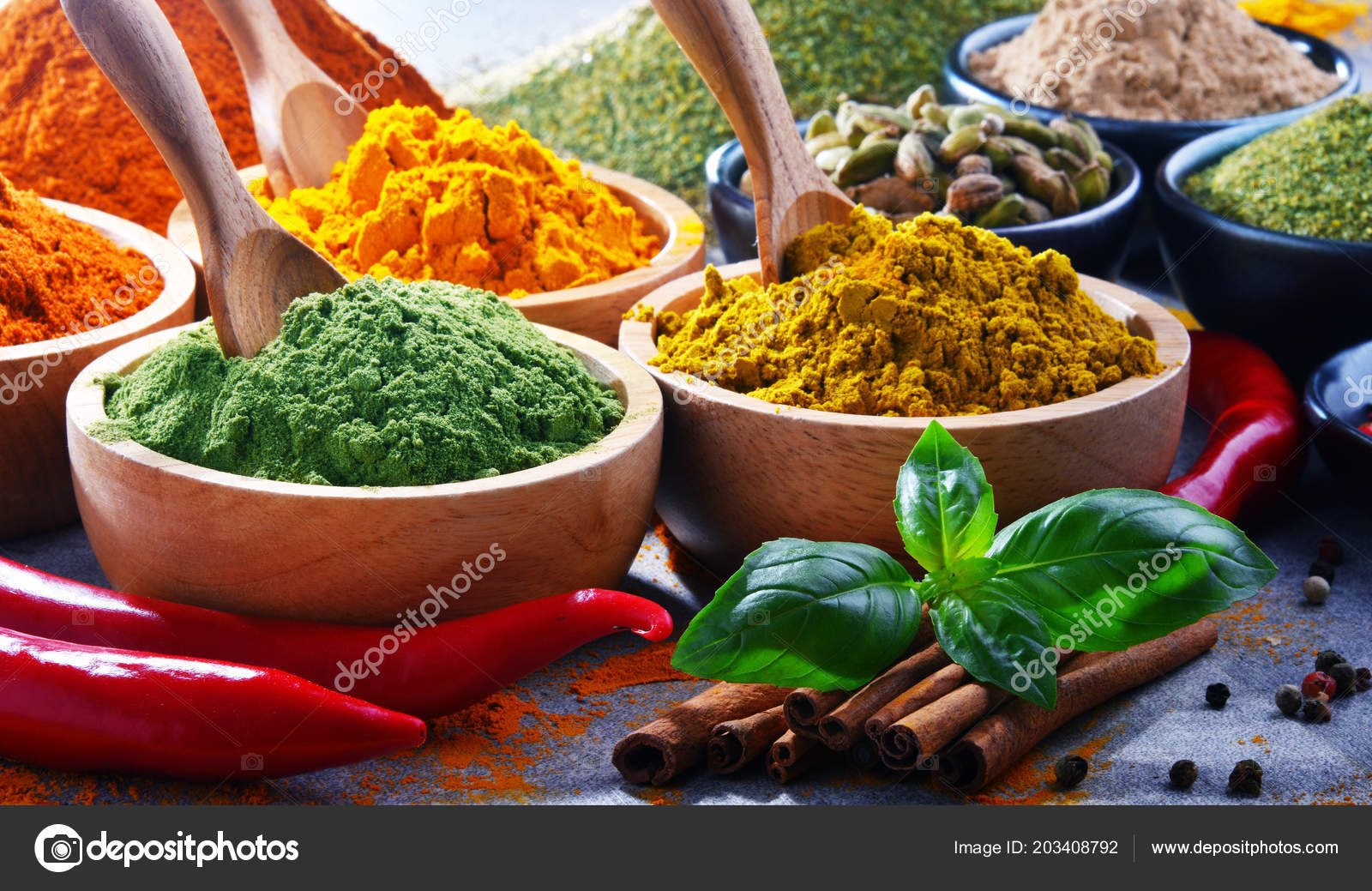 Variety Spices Kitchen Table Stock Photo by ©monticello 203408792