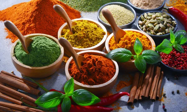 Variety Spices Kitchen Table — Stock Photo, Image