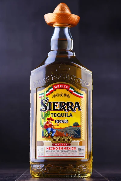 Poznan Pol Jun 2018 Botella Sierra Tequila Marca Licor Perteneciente —  Fotos de Stock