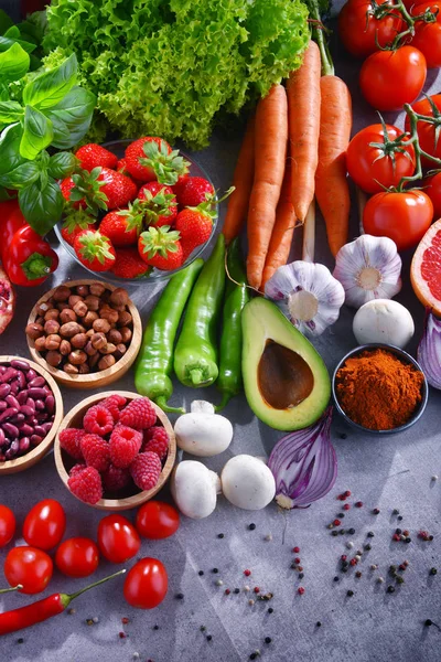 Composición Con Productos Alimentación Vegetarianos Frescos —  Fotos de Stock