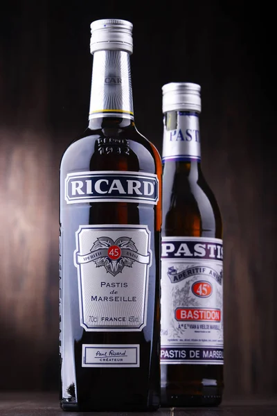 Poznan Pol Aug 2018 Bottles Two Famous Pastis Liqueurs Ricard — Stock Photo, Image