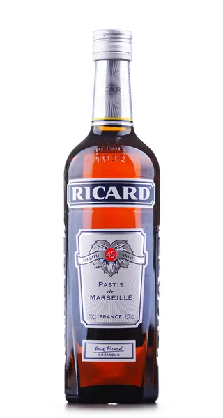 Poznan Pol Aug 2018 Bottle Ricard Pastis Anise Licorice Flavored — Stock Photo, Image