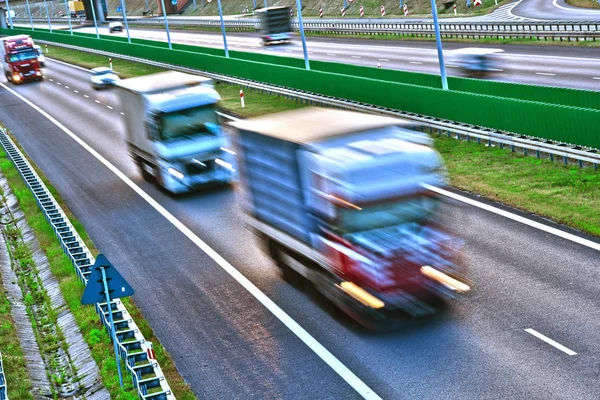 Trucks Four Lane Controlled Access Highway Poland — Stock Photo, Image