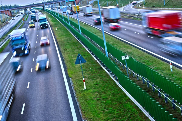 Camions Sur Autoroute Accès Contrôlé Quatre Voies Pologne — Photo