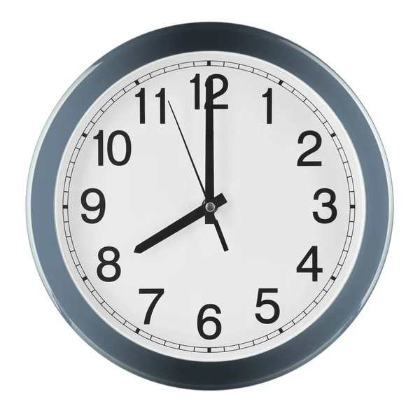 Relógio Parede Isolado Fundo Branco Oito Oclock — Fotografia de Stock