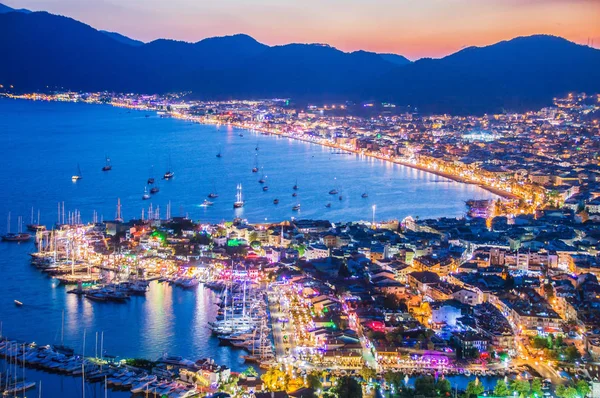 View Marmaris Harbor Turkish Riviera Night — Stock Photo, Image
