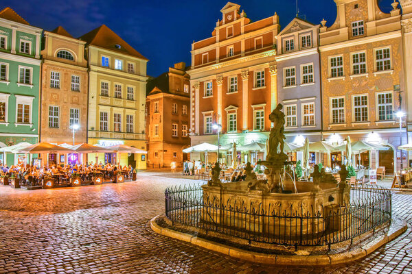 POZNAN, POL - AUG 20, 2018: Architecture of Old Market in Poznan, Poland