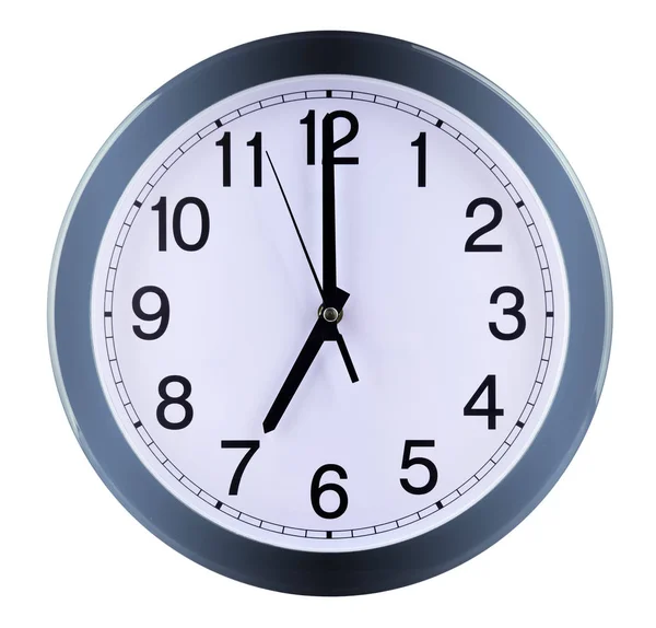 Zegar Ścienny Białym Tle Siedem Oclock — Zdjęcie stockowe