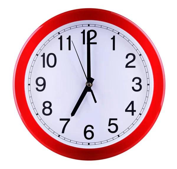 Zegar Ścienny Białym Tle Siedem Oclock — Zdjęcie stockowe