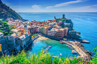 Pitoresk kasaba, Vernazza, La Spezia, Liguria, İtalya'nın ili