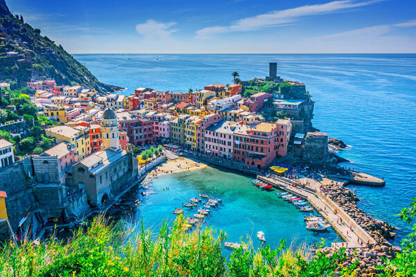 Picturesque town of Vernazza, in the province of La Spezia, Liguria, Italy
