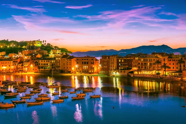 Uitzicht Baai Van Stilte Sestri Levante Ligurië Italië Zonsondergang — Stockfoto