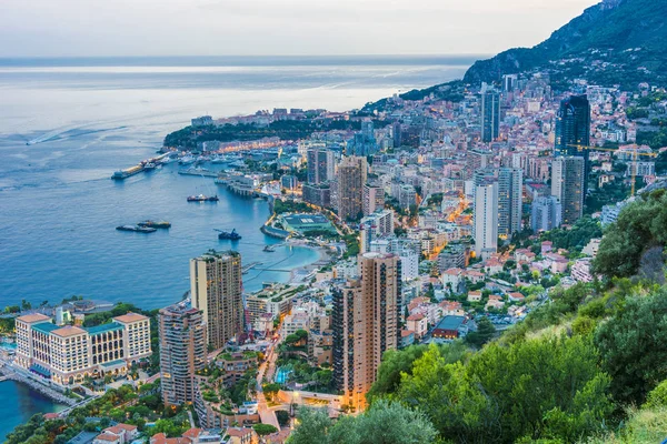 Вид Город Монако Французской Ривьере После Заката — стоковое фото
