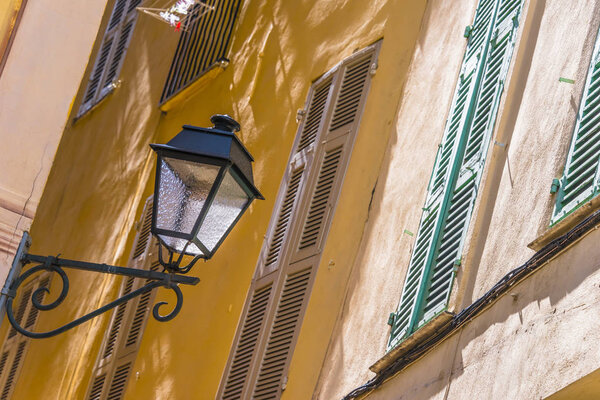 Old town architecture of Menton on French Riviera.