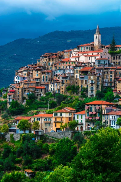 Pohled Apricale Provincii Imperia Liguria Itálie — Stock fotografie