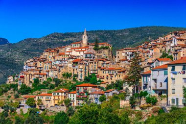 View of Apricale in the Province of Imperia, Liguria, Italy. clipart