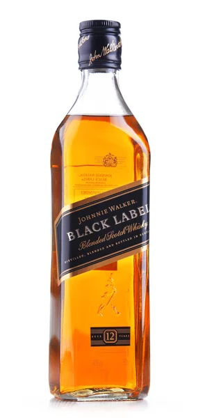 Poznan Pol Eylül 2018 Şişe Johnnie Walker Harmanlanmış Scotch Viski — Stok fotoğraf