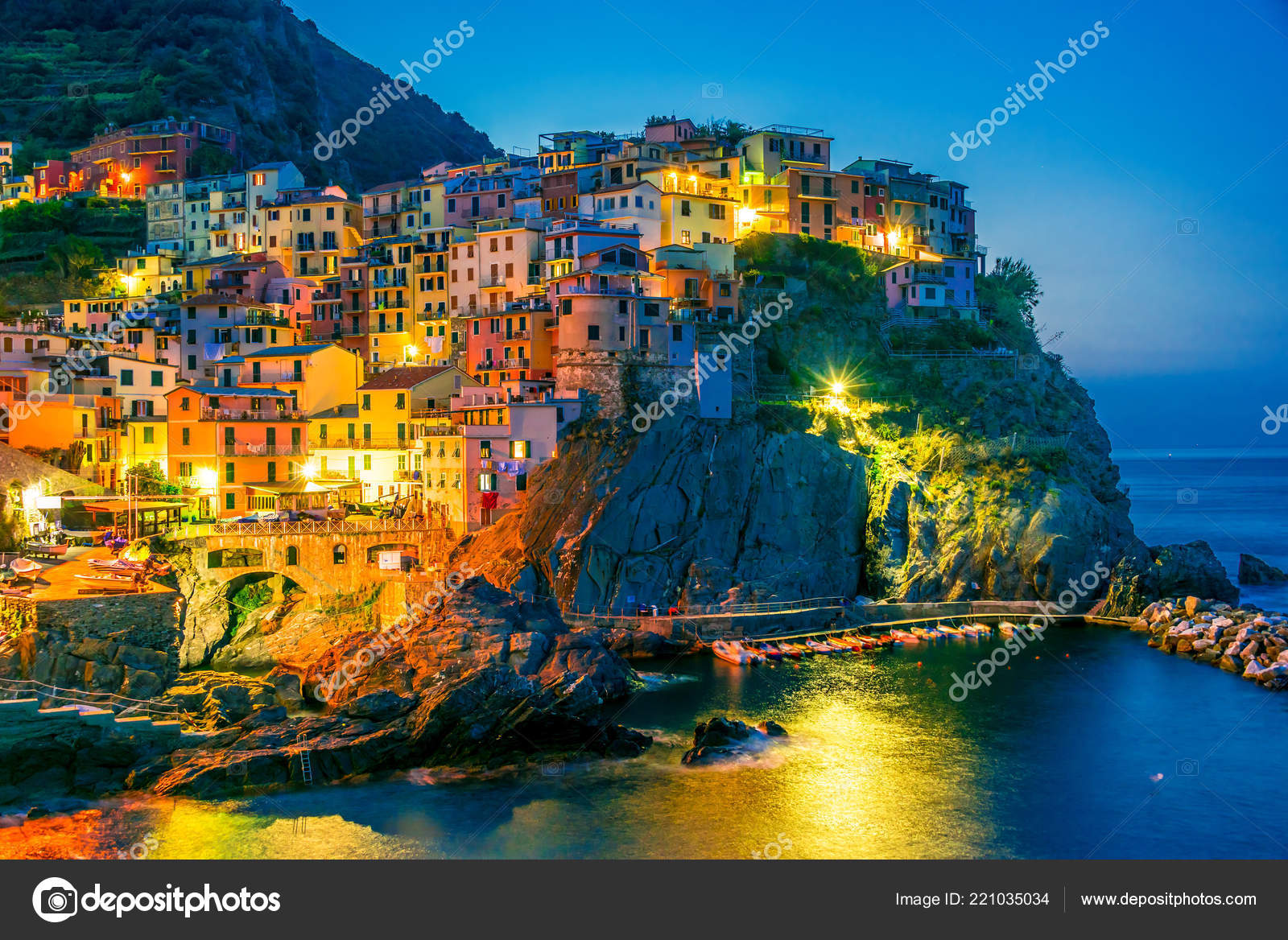 Picturesque Town Manarola Province Spezia Liguria Italy Stock