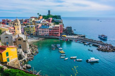Pitoresk kasaba, Vernazza, La Spezia, Liguria, İtalya'nın ili