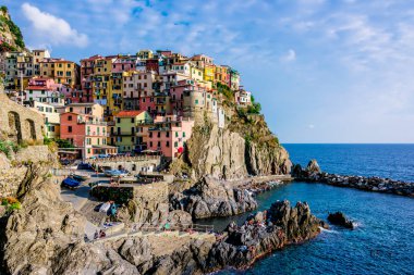 Manarola, İtalya - 13 Eylül, 2018: Pitoresk kasaba, Manarola, La Spezia, Liguria, İtalya'nın ili