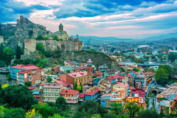 Панорама Тбілісі Грузія Після Заходу Сонця — стокове фото