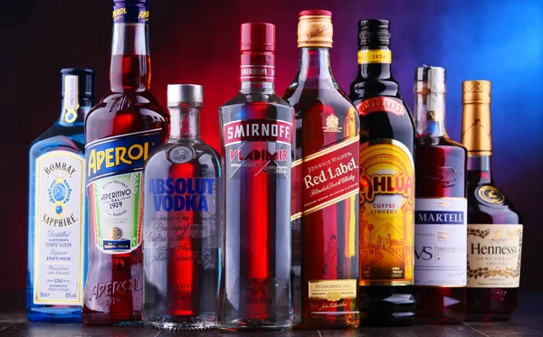 Poznan Pologne Nov 2018 Bouteilles Diverses Marques Mondiales Alcool Compris — Photo