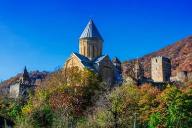 Ananuri kale ve kilise Tanrı'nın annesi Gürcistan'daki Aragvi nehrinde