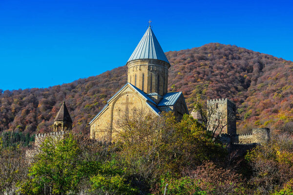 Ananuri castle and Church of the Mother of God on Aragvi River in Georgia